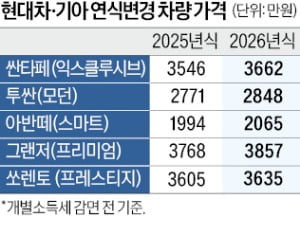 현대차, 2026년형 싼타페·투싼 등 가격 인상